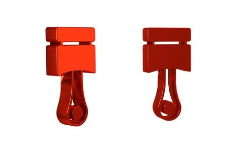 Red Engine piston icon isolated on transparent background. Car engine pisto.. Stock Illustration