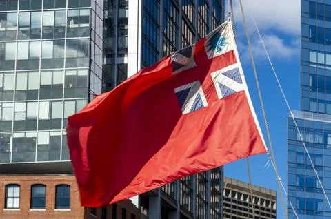 A Red Ensign flag, possibly representing the British Merchant Navy Stock Photos