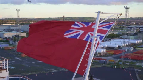 Red Ensign flying on ship in Belfast Stock Footage 234133410