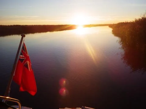 Red ensign on river Foto stock