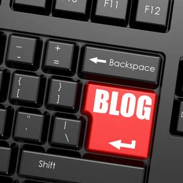 Red enter button on computer keyboard, blog word Stock Illustration