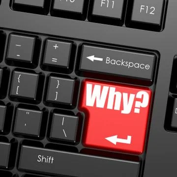 Red enter button on computer keyboard, why word Stock-Illustration