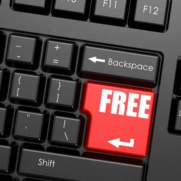 Red enter button on computer keyboard, free word Stock Illustration