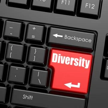Red enter button on computer keyboard, Diversity word Stock Illustration