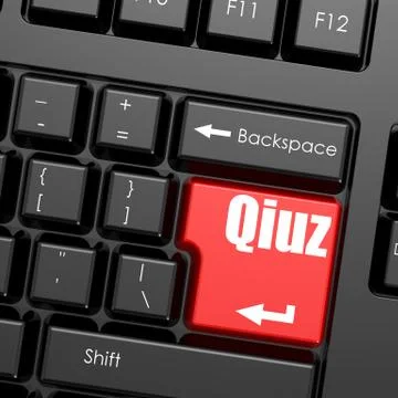 Red enter button on computer keyboard, Qiuz word Stock Illustration