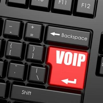 Red enter button on computer keyboard, VOIP word Stock Illustration