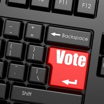 Red enter button on computer keyboard, Vote word Stock Illustration