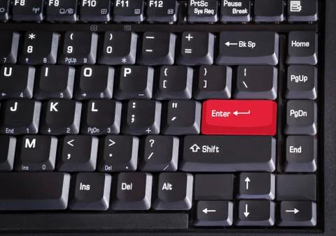 Red enter button computer keyboard Stock Photos