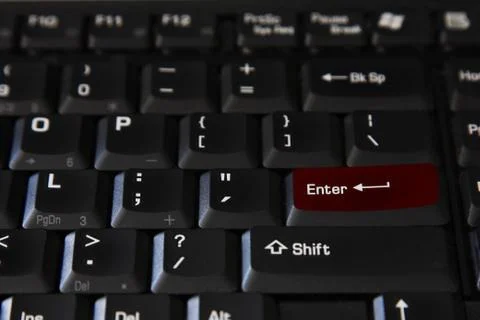 Red enter button on keyboard Stock Photos