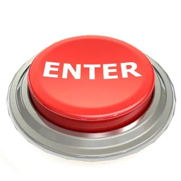 Red enter button with metal ring Stock Illustration