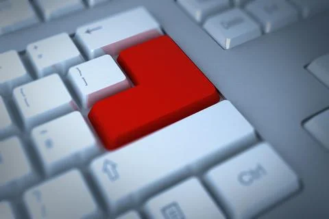 Red enter key on keyboard Stock Illustration