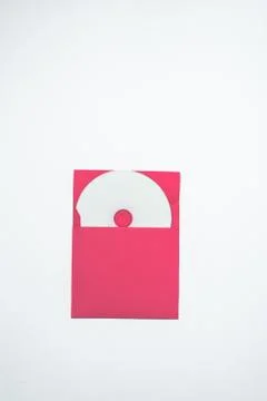 Red envelope for CD, vertical position . square envelope Foto stock