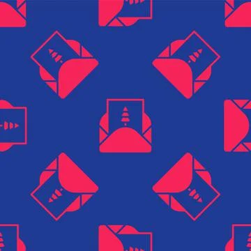 Red Envelope with christmas party invitation card icon isolated seamless pattern Illustrazione stock