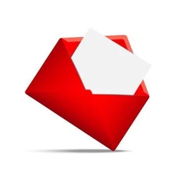 Red envelope with a clean white paper sheet Stock Illustration