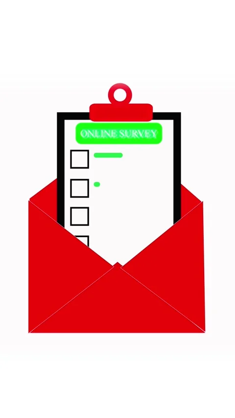 Red Envelope Containing Clipboard with Online Survey Form and Check boxes o.. Stock Footage 321727530