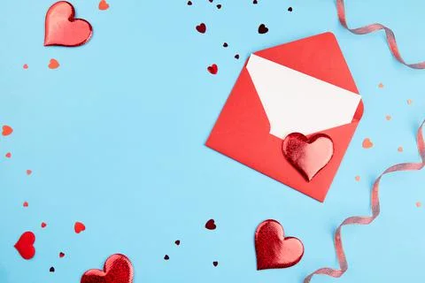 A red envelope with an empty sheet of paper Stock Photos