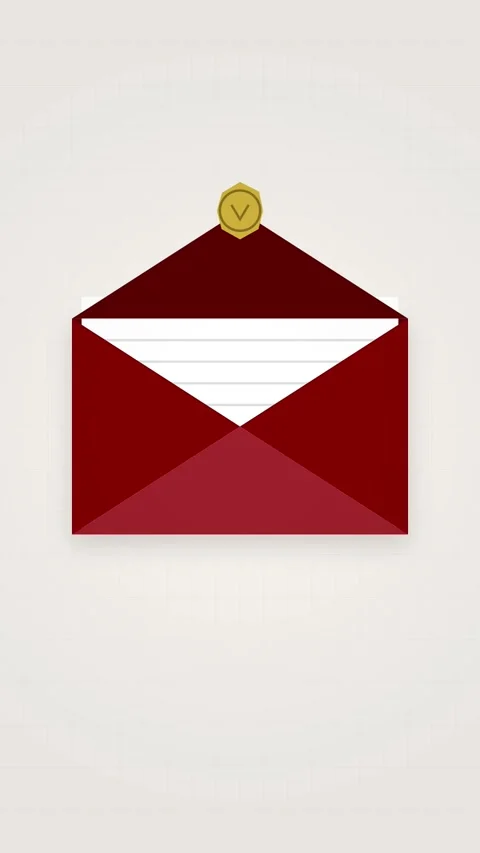 Red Envelope with Golden Wax Seal and Initial V Animation Stock Footage 346201626