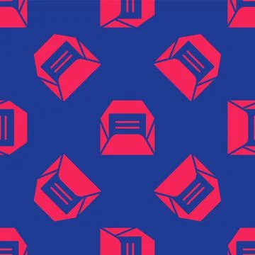 Red Envelope icon isolated seamless pattern on blue background. Received message Illustrazione stock