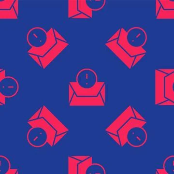 Red Envelope icon isolated seamless pattern on blue background. Received message Stock Illustration