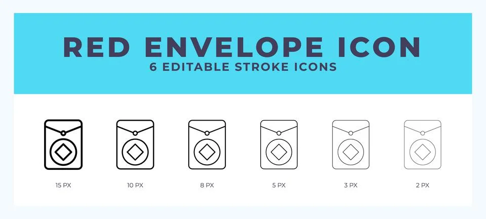 Red envelope icon in thin line. Bold line. Regular line. Editable stroke. Stock Illustration