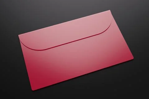 Red envelope with a letter on a black background. 3D rendering illustration. Ilustração Stock