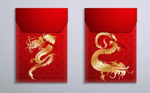 Red envelope packet set for new year Stock Illustration