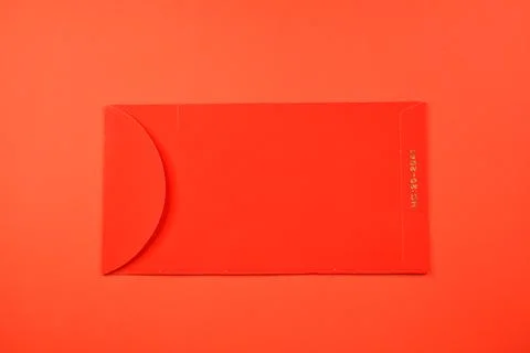 Red envelope on red background for design 스톡 사진