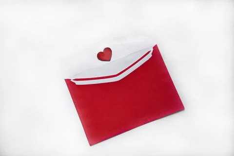 Red envelope on white background for the day of all lovers. Stock Photos