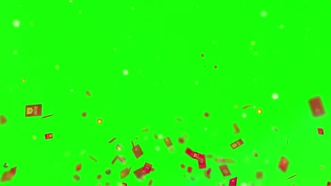 Red envelopes flying and floating in the air against a vibrant green screen Stock Footage 338368973