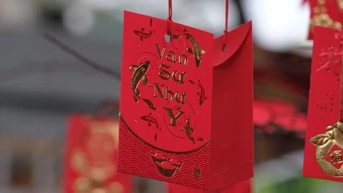 Red envelopes Lunar New Year Stock Footage 101492881