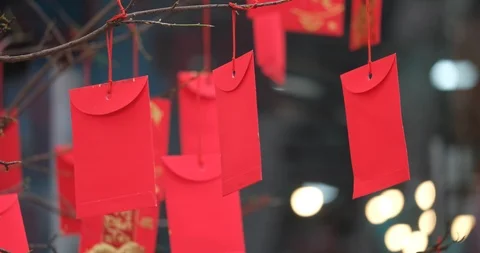 Red envelopes Lunar New Year Stock Footage 101493587