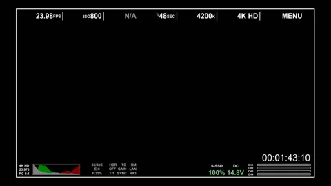 Red Epic Camera On Screen Display Overlays with 16:9 aspect ratio Stock Footage 105806028