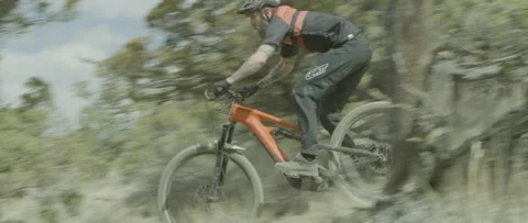 RED Epic- Mountain Biker in the High Desert Stock Footage 141483203
