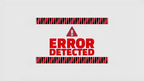 Red error detected warning appears between striped hazard barriers Stock Footage 339254211