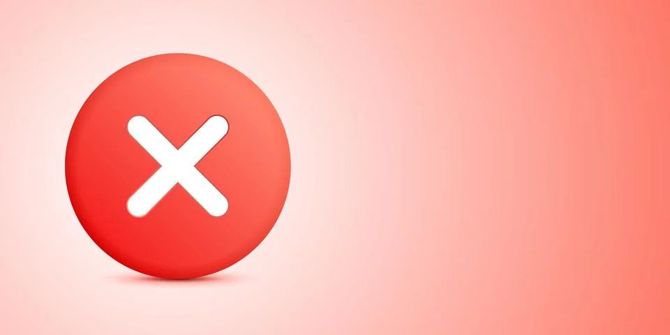Red error icon on gradient background illustrating mistake notification Stock Illustration