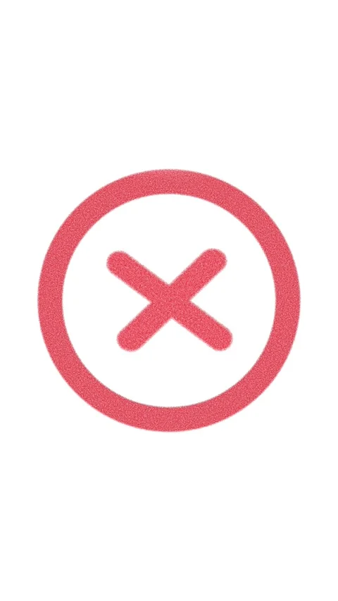 Red error or cancel icon: a thick red circle with an x mark centered inside.. Stock Footage 344733233