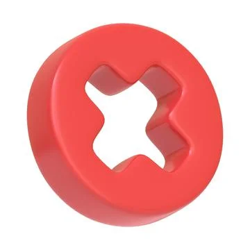 Red error symbol isolated on white background. 3D icon, sign and symbol Stock Illustration