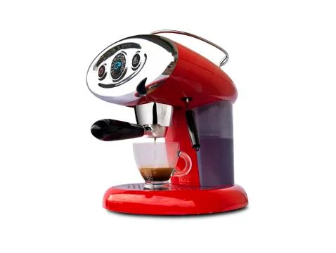 Red espresso coffee machine Stock Photos