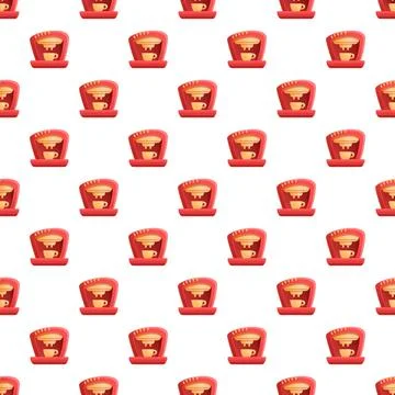 Red espresso coffee maker seamless pattern background Stock Illustration