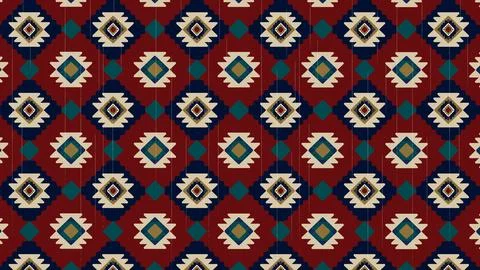 Red ethnic native mexican style rug, Navajo tribal vector seamless pattern,.. Stock Illustration