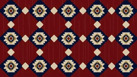 Red ethnic native mexican style rug, Navajo tribal vector seamless pattern,.. Stock Illustration