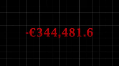 Red euro currency value rapidly declining, for financial loss, economic downturn Vídeo Stock 340032182
