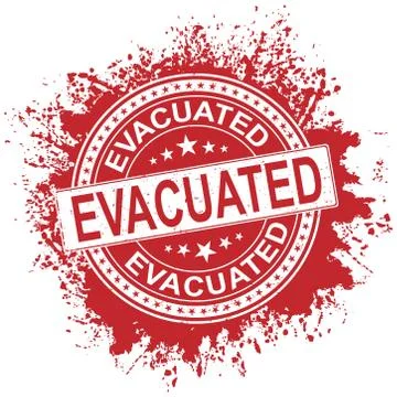 Red Evacuated stamp. Typographic label, stamp or logo Stock Illustration