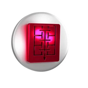 Red Evacuation plan icon isolated on transparent background. Fire escape pl.. Ilustración de archivo