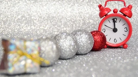 The red evening clock countdown 10 seconds to midnight, a happy new year, a gift Stock Footage 82845090