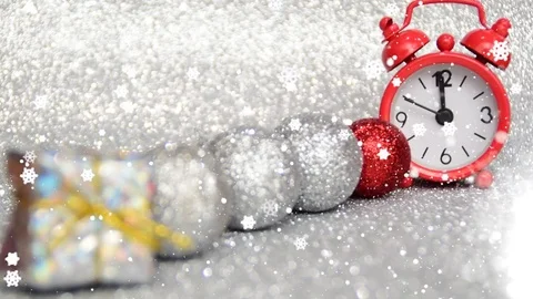 The red evening clock countdown 10 seconds to midnight, a happy new year Stock Footage 82919490