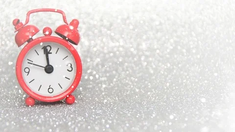 Red evening watch counts 10 seconds to midnight, countdown from ten Stock Footage 82672194