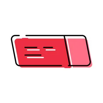 Red event ticket icon illustration with text lines Stock Illustration