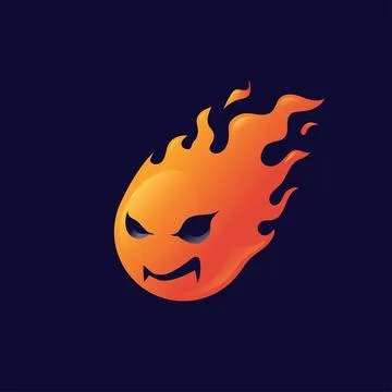 Red evil devil comet smile icon Stock Illustration