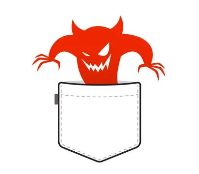 Red evil in the pocket. Isolated Vector Illustration Stock Illustration